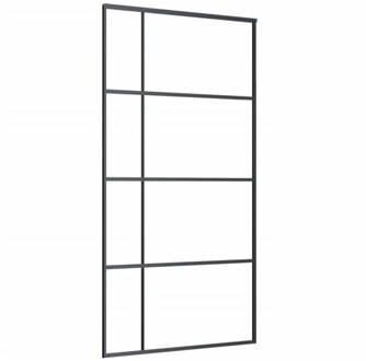 vidaXL Schuifdeur 102,5x205 cm mat ESG-glas en aluminium zwart