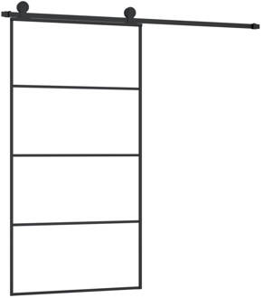 vidaXL Schuifdeur met beslag 102,5x205 cm ESG-glas en aluminium