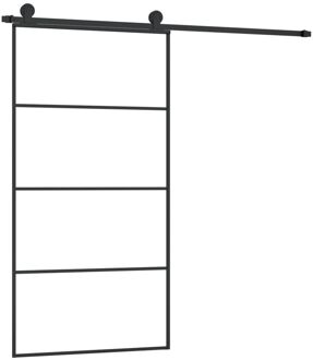 vidaXL Schuifdeur met beslag 102,5x205 cm ESG-glas en aluminium