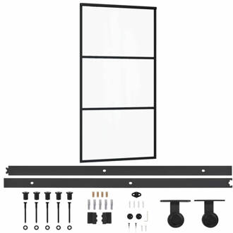 vidaXL Schuifdeur met beslag 102x205 cm aluminium en ESG-glas