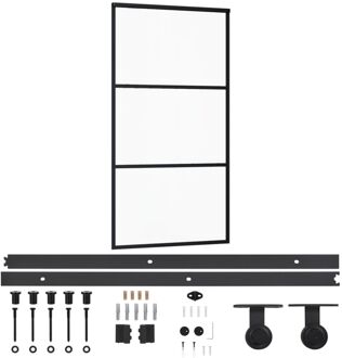 vidaXL Schuifdeur met beslag 102x205 cm aluminium en ESG-glas