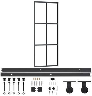 vidaXL Schuifdeur met beslag 76x205 cm aluminium en ESG-glas