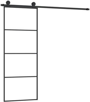 vidaXL Schuifdeur met beslag 76x205 cm ESG-glas en aluminium