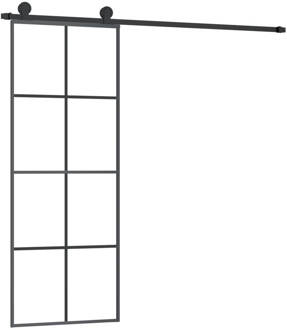 vidaXL Schuifdeur met beslag 76x205 cm ESG-glas en aluminium