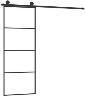 vidaXL Schuifdeur met beslag 76x205 cm ESG-glas en aluminium