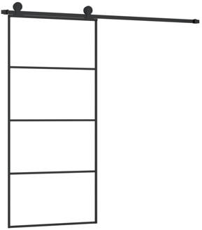 vidaXL Schuifdeur met beslag 90x205 cm ESG-glas en aluminium