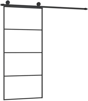 vidaXL Schuifdeur met beslag 90x205 cm ESG-glas en aluminium