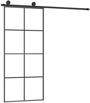 vidaXL Schuifdeur met beslag 90x205 cm ESG-glas en aluminium