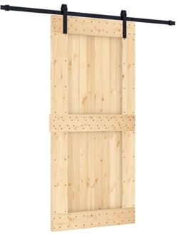 vidaXL Schuifdeur met beslag 95x210 cm massief grenenhout