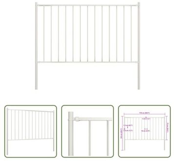 vidaXL Schutting Hekpaneel - Gepoedercoat Staal - 170 x 125 cm - Wit