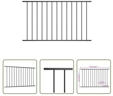 vidaXL Schuttingpaneel - 170 x 125 cm - Gepoedercoat staal - Zwart