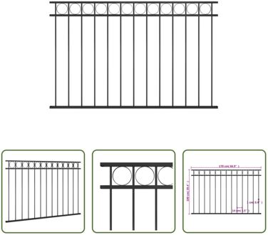 vidaXL Schuttingpaneel Cirkel Zwart 170 x 100 cm - Gepoedercoat staal