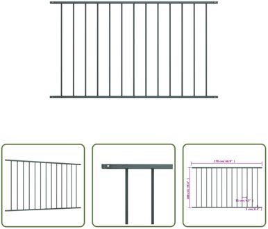 vidaXL Schuttingpaneel - Gepoedercoat stalen hek - 170 x 100 cm - Antraciet Grijs
