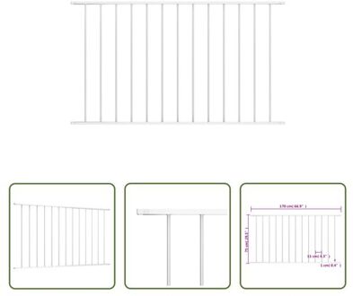 vidaXL Schuttingpaneel - Hekpaneel - 170 x 75 cm - Gepoedercoat staal Wit