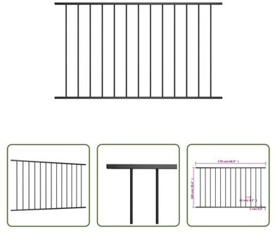 vidaXL Schuttingpaneel - Staal - 170 x 100 cm - Zwart