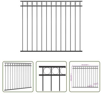 vidaXL Schuttingpaneel - Staal - 170 x 150 cm - Zwart - Corrosiebestendig