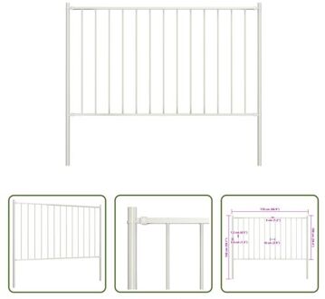 vidaXL Schuttingpaneel Tuinhek - 170 x 150 cm - Gepoedercoat staal - Weerbestendig Wit