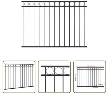 vidaXL Schuttingpaneel - Zwart - 170 x 120 cm - Gepoedercoat staal