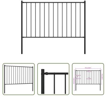 vidaXL Schuttingpaneel - Zwart - 170 x 125 cm - Gepoedercoat staal