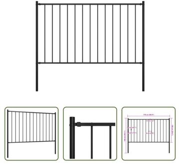 vidaXL Schuttingpanelen - 170 x 100 cm - Weerbestendig - Gepoedercoat Staal Zwart