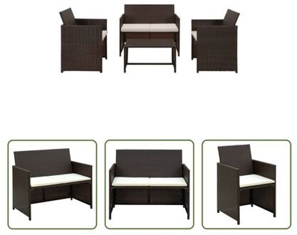 vidaXL Sofa Brown Rattan - Outdoor Furniture Set 100x56x85 cm - Durable - Lightweight Bruin