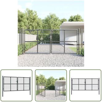 vidaXL Stalen tuinpoort - Antraciet - 300 x 175 cm - Afsluitbaar