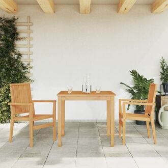 vidaXL Stapelbare tuinstoel - Massief teakhout - 56.5 x 57.5 x 91 cm - Klassiek ontwerp Bruin