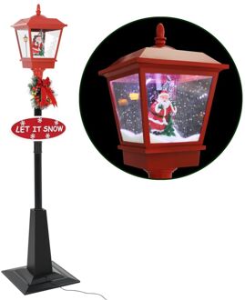 vidaXL Straatlantaarn met kerstman LED 180 cm Zwart