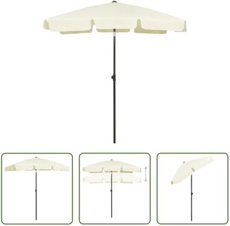 vidaXL Strandparasol - UV-beschermend polyester - Stevige baleinen - Montage vereist - Zandgeel - 232 cm hoog