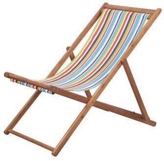 vidaXL Strandstoel inklapbaar stof en houten frame meerkleurig Multicolor