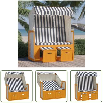 vidaXL Strandstoel - Verstelbare rugleuning - Uitschuifbare voetensteun - Met luifel - 115x55x133/151/156 cm Wit