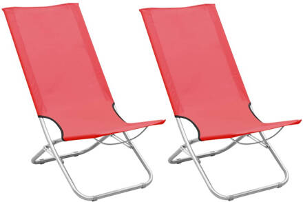 vidaXL Strandstoelen 2 st inklapbaar stof rood