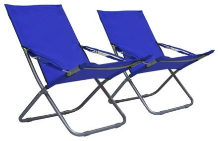 vidaXL Strandstoelen - Blauw - 58 x 76 x 88 cm - Inklapbaar