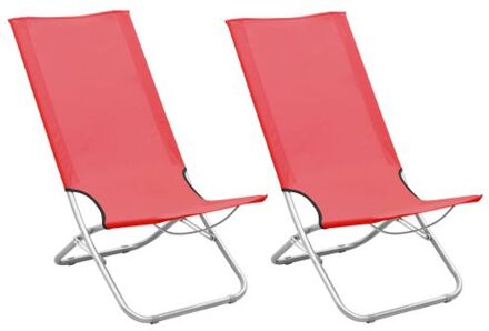 vidaXL Strandstoelen - Campingstoelen - Rood - 48 x 82 x 84 cm - Lichtgewicht en inklapbaar