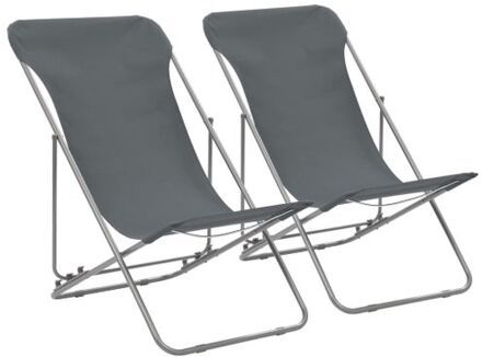 vidaXL Strandstoelen - Grijs - 75 x 57 x 99 cm - Inklapbaar - 2 stuks