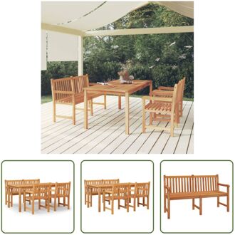 vidaXL Teak Eethoek - Tuinmeubelset 180x90x77 cm - Massief teakhout Bruin