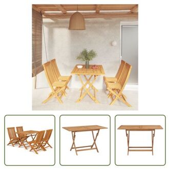 vidaXL Teakhouten Tuinset - 120x70x75 cm - Inklapbaar - 4 Stoelen Bruin