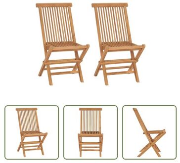 vidaXL Teakhouten Tuinstoelenset - Set van 2 - 46 x 62 x 90 cm - Duurzaam Hardhout Bruin