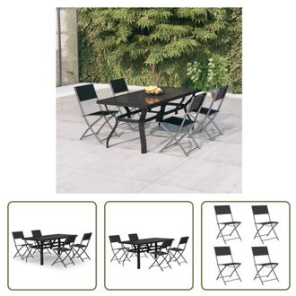 vidaXL Terras Tuinset - Grijs/Zwart - 180 x 80 x 70 cm - Inklapbaar