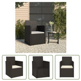 vidaXL Terrasstoel - PE-rattan - 53 x 57 x 75 cm - Zwart - Crèmewit kussen