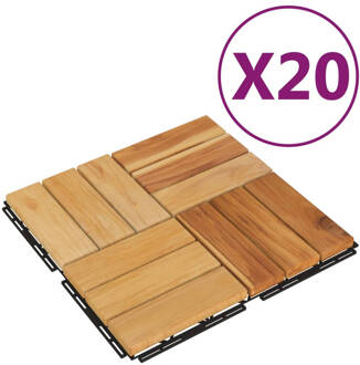 vidaXL Terrastegels 20 st 30x30 cm massief teakhout Multikleur