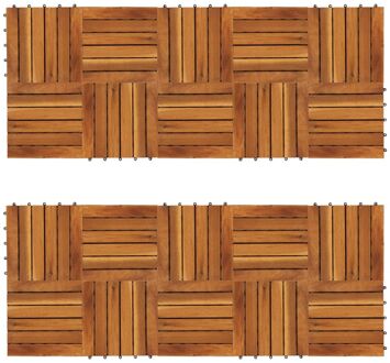 vidaXL Terrastegels verticaal patroon 30 x 30 cm Acacia set van 20 Bruin