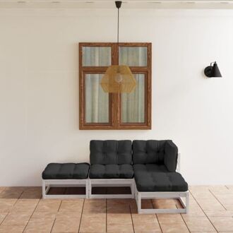 vidaXL ""The Living Store loungeset LUCERA - tuinmeubelen - 70x70 cm - wit - antraciet kussen""