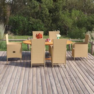 vidaXL The Living Store - Poly Rattan - 7-delige Tuinset Poly Rattan Beige - Tls307077