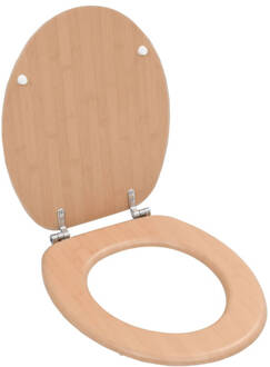 vidaXL Toiletbril met soft-close deksel MDF bamboo print Bruin