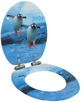 vidaXL Toiletbril met soft-close deksel pinguïn MDF Multicolor