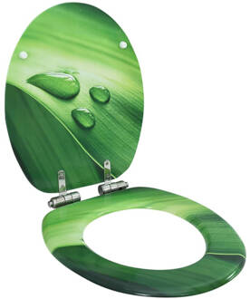 vidaXL Toiletbril met soft-close deksel waterdruppel MDF groen