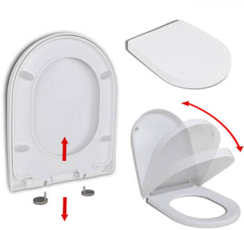 vidaXL Toiletbril Soft-close Met Quick-release Ontwerp Vierkant Wit