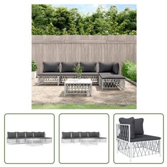 vidaXL Tuin Lounge Set - Geweven Stof - Wit - 72x72x66 cm - Modulair