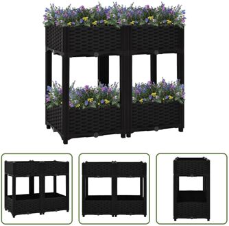 vidaXL Tuinbak 2 schappen - 80 x 40 x 71 cm - Zwart